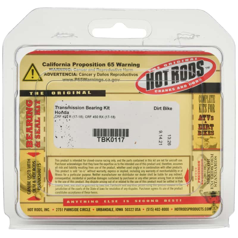 Hot Rods — Hot Rods 17-18 Honda CRF 450 R 450cc Transmission Bearing Kit - view 3
