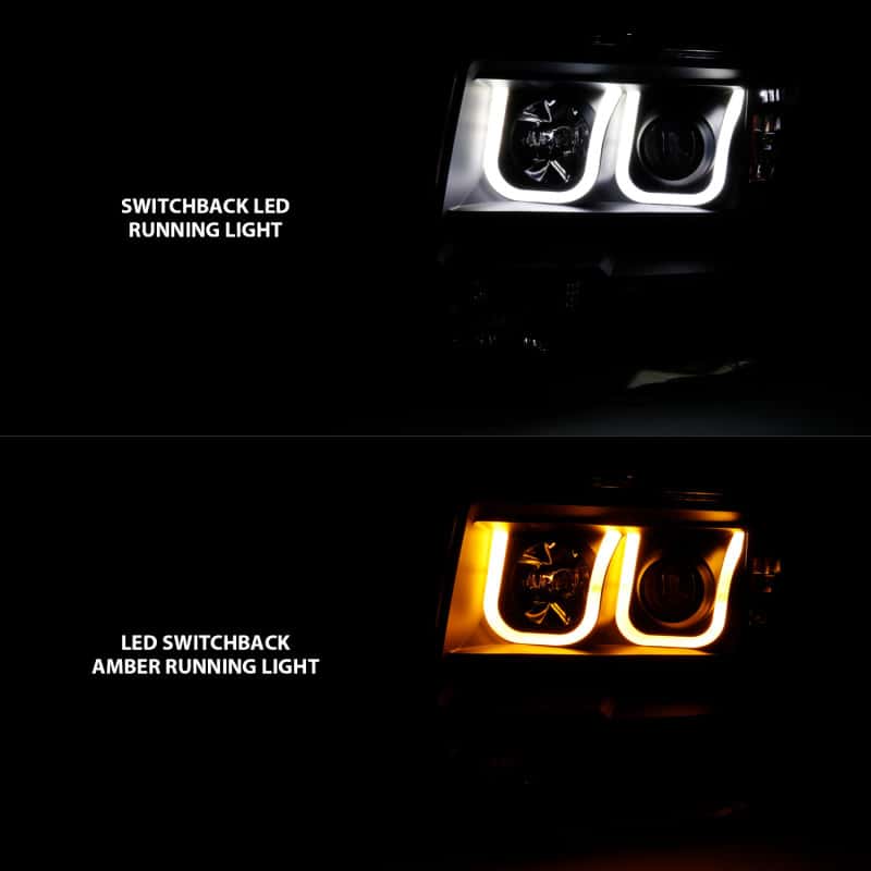 ANZO — ANZO 2009-2014 Ford F-150 Projector Headlights w/ U-Bar Switchback Black w/ Amber
Head Light Set
HdLtSet - view 2