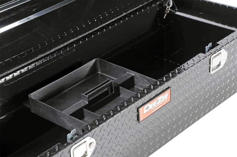 Dee Zee — Dee Zee Universal Tool Box - Red Crossover - Single Lid Black BT Mid Size
ToolBxTrkBedRTR - view 3