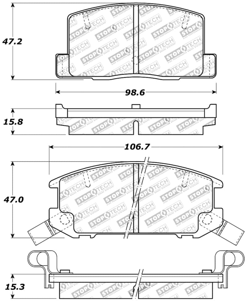 Stoptech — StopTech Performance 1/90-95/00-05 Toyota MR2/Spyder Rear Brake Pads
Sprt Brk Pad W/Hdwr - view 8