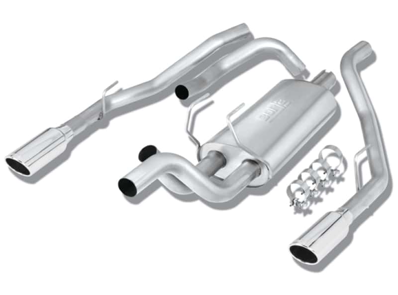 Borla — Borla 09-13 Dodge RAM 1500 5.7L CC/SB w/Fact Sngl Exhaust C/B 3x2.5in Single Round Rolled Split Rear
Cat-Back System
ExhstSysKt - view 1