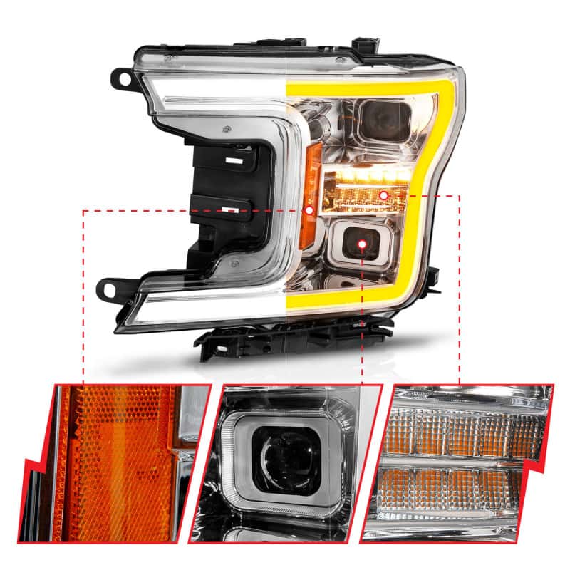 ANZO — ANZO 18-20 Ford F-150 (w/o Fctry LED) Full LED Proj Headlights w/Light Bar Swtchbk Seq. Chrome w/Int
Head Light Set
HdLtSet - view 4