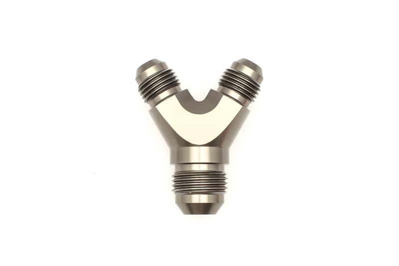 DeatschWerks — DeatschWerks 6AN Male Flare + 6AN Male Flare to 8AN Male Flare Y Block Fitting - view 1