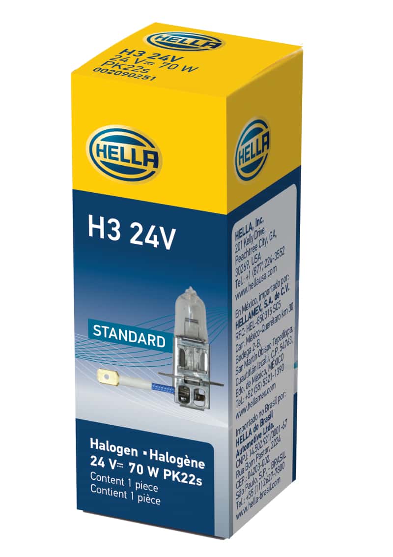 Hella — Hella H3 24V/70W PK22s T3.25 Halogen Bulb
H3 24V Halogen Bulb - view 5