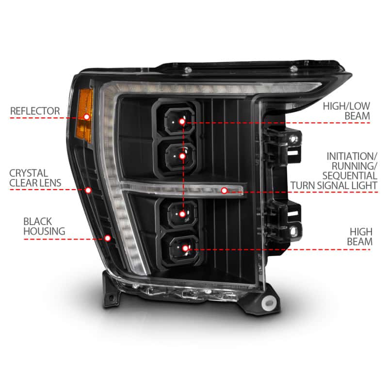 ANZO — ANZO 21-23 Ford F-150 (w/Factory Halogen) Z-Series Full LED Proj Headlights - Pass. Side ONLY - view 3