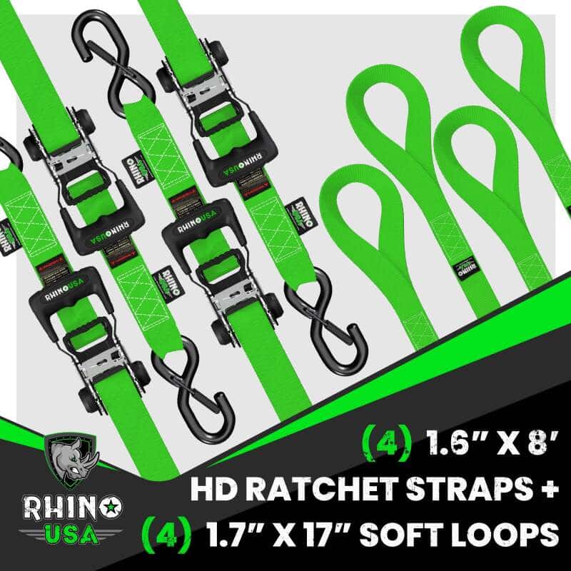 Rhino USA — Rhino USA Heavy Duty Ratchet Tie-Down 4-Pack (Green) 1.6In X 8Ft
Tie Down - view 2
