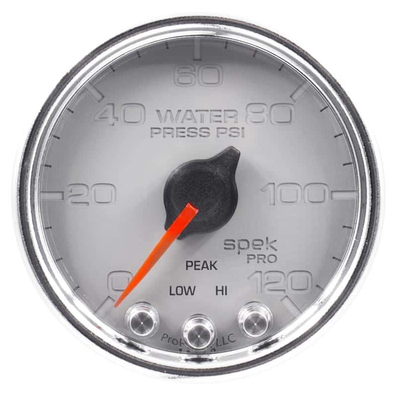 AutoMeter — Autometer Spek-Pro Gauge Water Press 2 1/16in 120psi Stepper Motor W/Peak & Warn Slvr/Chrm
GA 2" WP 120 SCC SPK - view 2