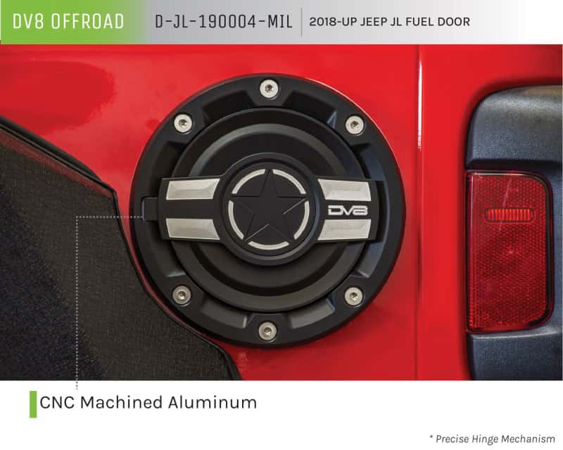 DV8 Offroad — DV8 Offroad 2018+ Jeep JL Aluminum Fuel Door for 20-Pres Wrangler - view 4