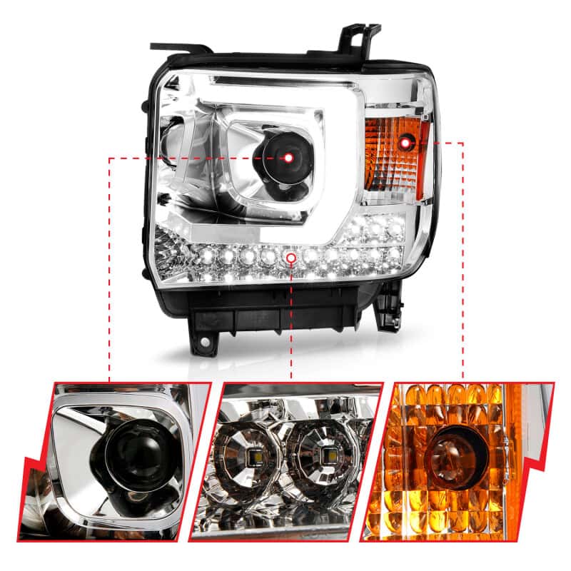 ANZO — ANZO 14-15 GMC Sierra 1500/2500HD/3500HD Plank Style Projector Headlight - Chrome Housing
Head Light Set
HdLtSet - view 9