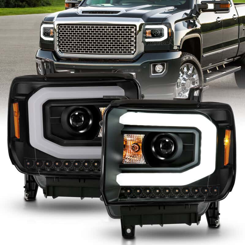 ANZO — ANZO 2014-2015 GMC Sierra 1500 Projector Headlights w/ Light Bar Black Housing (Halogen Type)
Head Light Set
HdLtSet - view 2
