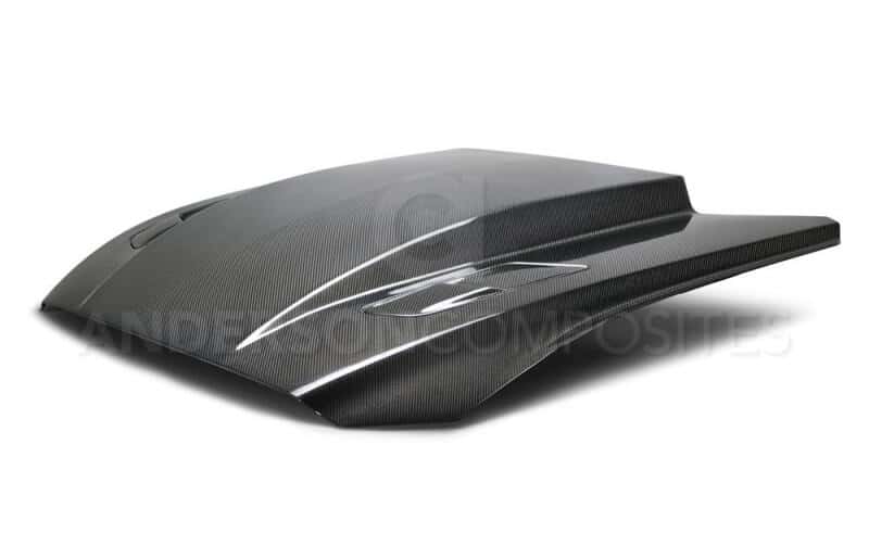Anderson Composites — Anderson Composites 15-17 Ford Mustang (Excl. GT350/GT350R) Double Sided Carbon Fiber Cowl Hood - view 3