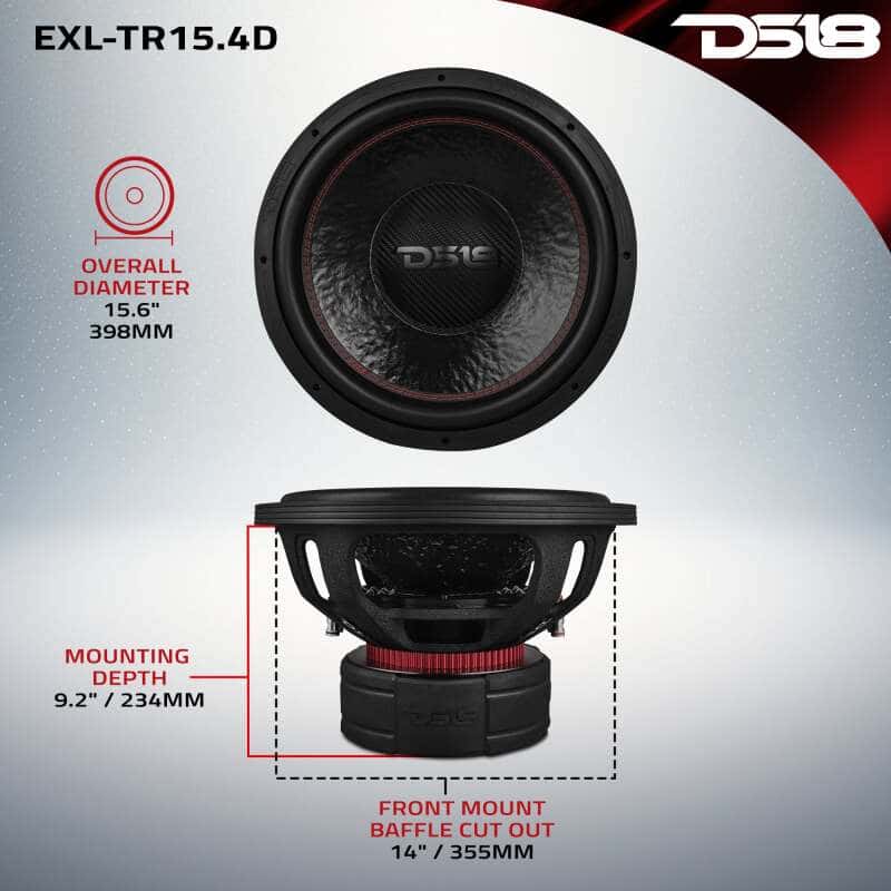 DS18 — DS18 15in 2500 Watts RMS 4+4 ohm DVC Quad Stacked Magnet Reinforced Cone Subwoofers - view 5