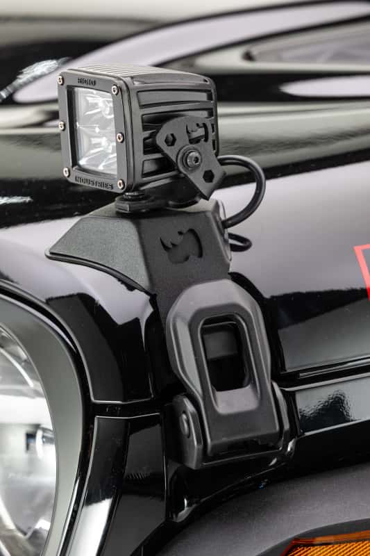 Go Rhino — Go Rhino 18-20 Jeep Wrangler JL/JLU/Gladiator JT Light Mount - 3in Cube
Hood Latch Pod - view 7