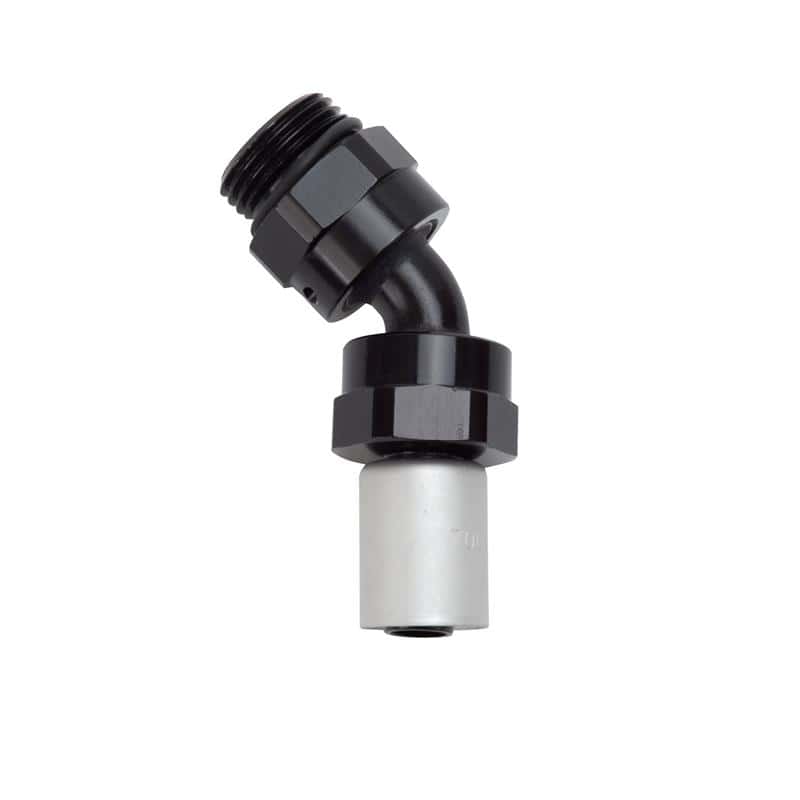 Russell — Russell Hose End Crimp On 10 Sae Port Male To -8 Hose 45 Deg Swivel Blk Anodized
Hose Fitting - view 1