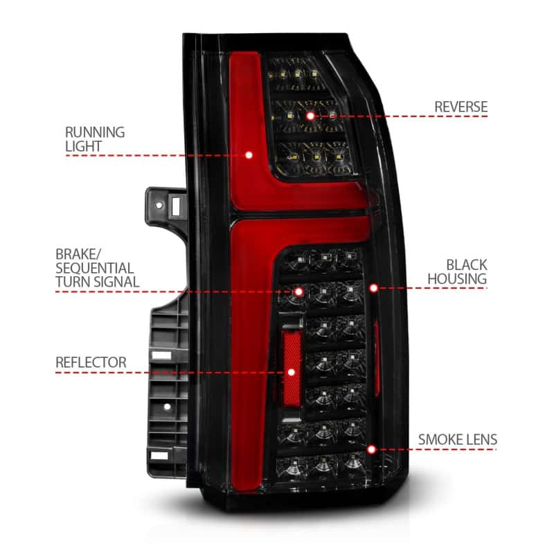 ANZO — ANZO 15-20 Chevrolet Tahoe Sequential LED Tube Taillights Black
Tail Light Set - view 5