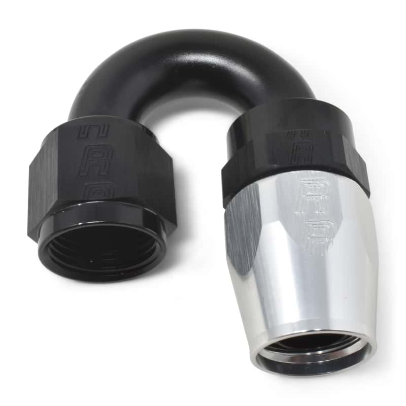 Russell — Russell Performance -10 AN Black/Silver 180 Degree Tight Radius Full Flow Swivel Hose End
Hose Fitting - view 4