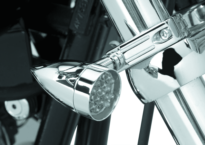 Bikers Choice — Bikers Choice Chrome Mini LED Turn Signals W/ 41 MM Clamp Universal Custom Pr - view 2