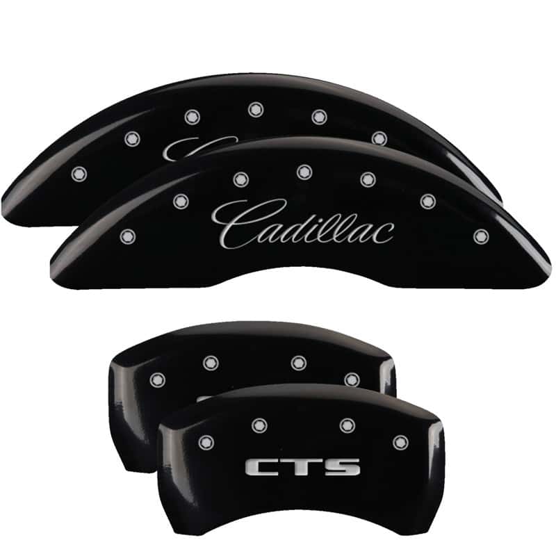 MGP — MGP 4 Caliper Covers Engraved Front Cursive/Cadillac Engraved Rear CTS Black finish silver ch
Caliper Covers - view 1