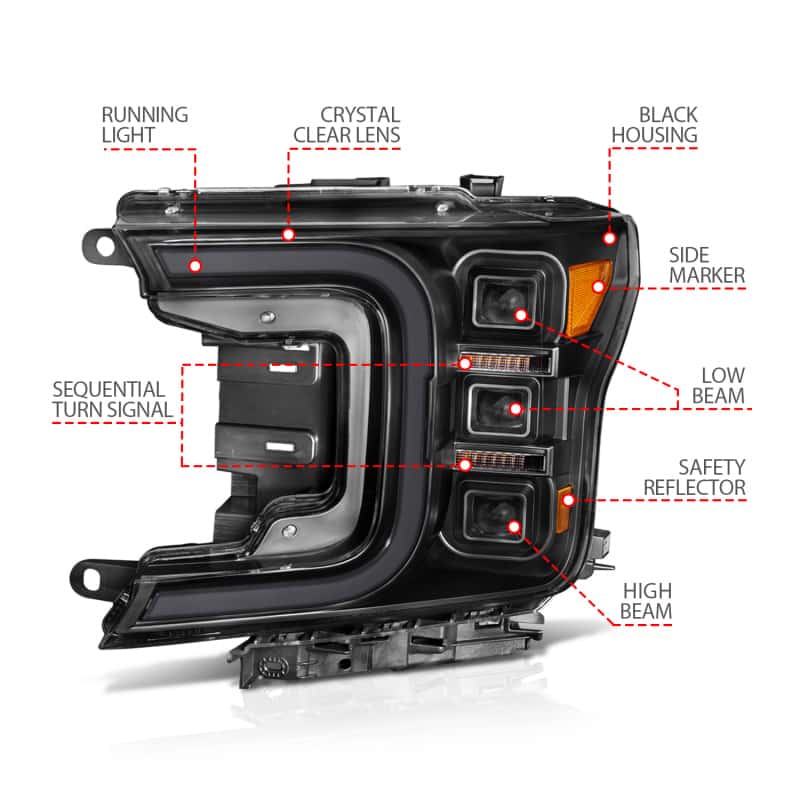 ANZO — ANZO 18-20 Ford F-150 Full Led Projector Smoke Bar Style Headlights Black Amber
Head Light Set
HdLtSet - view 7