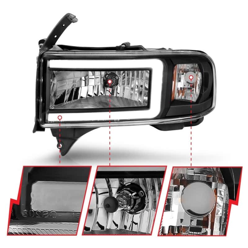ANZO — ANZO 94-02 Dodge RAM Crystal Headlight - w/ Light Bar Black Housing
Head Light Set
HdLtSet - view 4