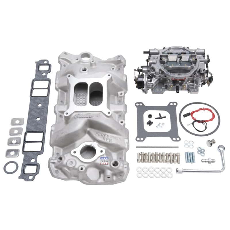 Edelbrock — Edelbrock Manifold And Carb Kit Performer RPM Small Block Chevrolet 1957-1986 Natural Finish
POWER PKG - view 1