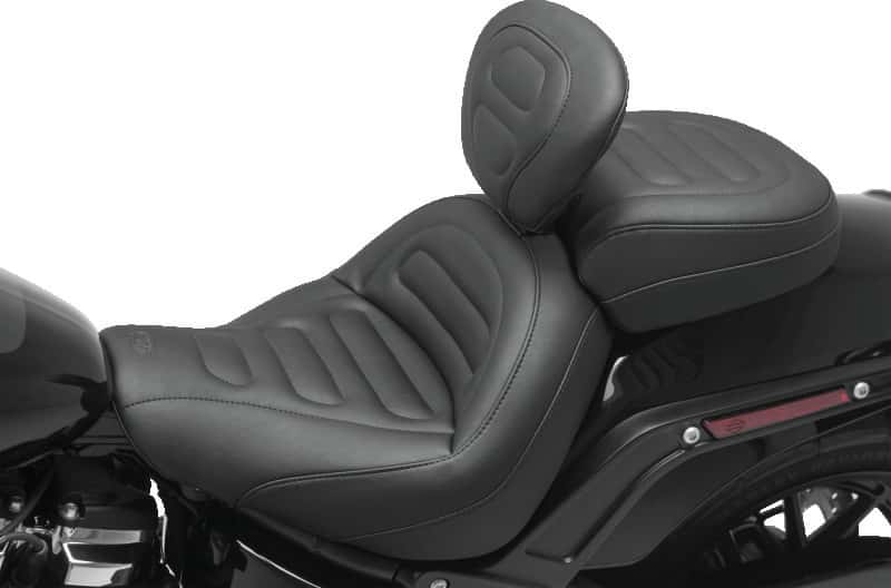 Mustang Motorcycle — Mustang 18-21 Harley Fat Bob Standard Touring Solo Seat w/Driver Backrest - Black - view 2