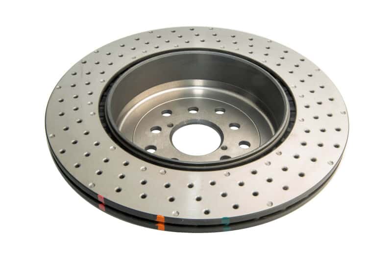 DBA — DBA 04-17 Subaru WRX STi Rear Cross Drilled/Dimpled 4000 XD Series Rotor
Brake Rotor - view 2