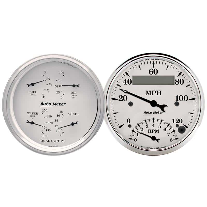 AutoMeter — AutoMeter Gauge Kit 2 Pc. Quad & Tach/Speedo 3-3/8in. Old Tyme White
3-3/8" QUAD GA & TAC - view 1