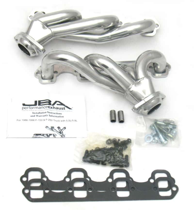 JBA — JBA 87-95 Ford F-150 5.0L SBF 1-1/2in Primary Silver Ctd Cat4Ward Header
Exhaust Header - view 1