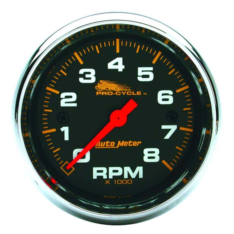 AutoMeter — Autometer Pro-Cycle Gauge Tach 2 5/8in 8K Rpm 2&4 Cylinder Black
3.4" 8KRPM BLK PC - view 1