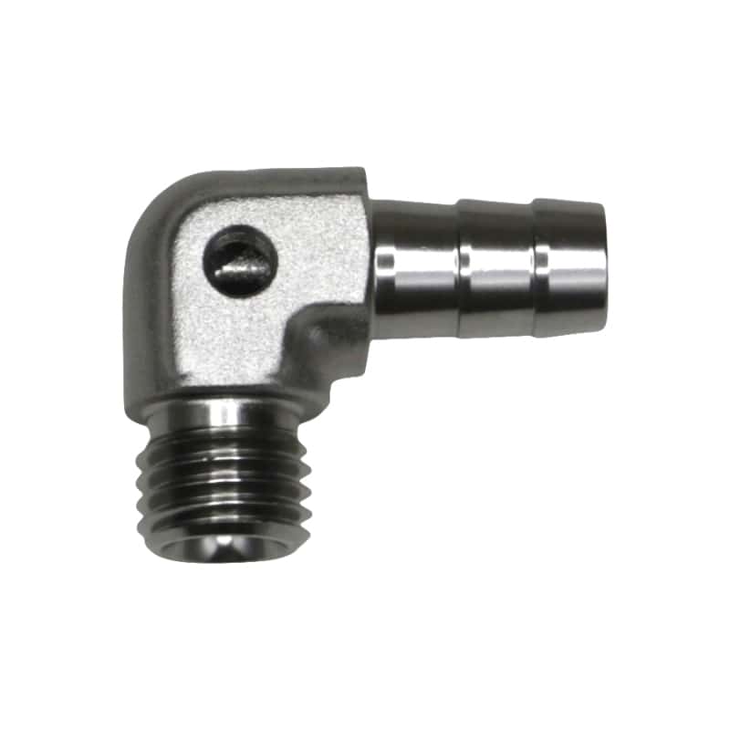 DeatschWerks — DeatschWerks Metric M12 to 3/8in Hose Barb 90-Degree Fitting w/ Venturi Port - Anodized DW Titanium
Lines & Fittings - view 1