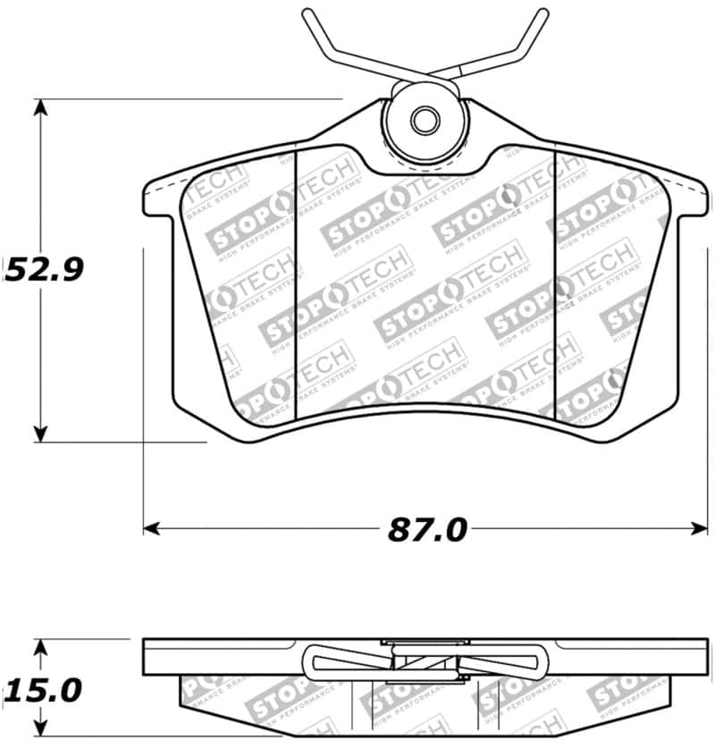 Stoptech — StopTech 02-08 Audi A4 Quattro / 2/99-02 Audi S4 / 93-10 VW Golf GL/GLS Performance Rear Brake Pads
Sport Brake Pad - view 2