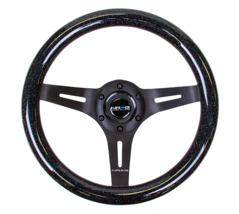 NRG — NRG Classic Wood Grain Steering Wheel (310mm) Black Sparkle w/Blk 3-Spoke Center - view 3