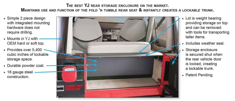 Tuffy Products — Tuffy Yj Tailgate Security Enclosure- 01Blk 8795 Yj Wg
Cargo Enclosure - view 8