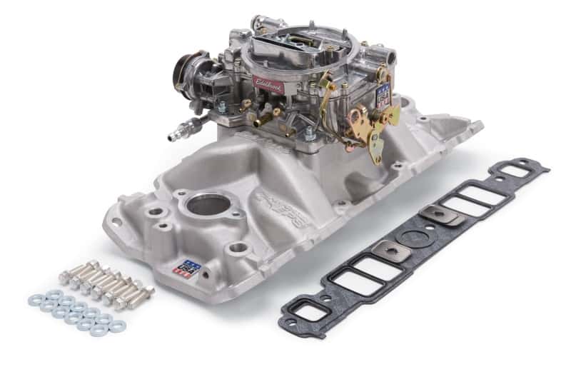 Edelbrock — Edelbrock Manifold And Carb Kit Performer Eps Small Block Chevrolet 1957-1986 Natural Finish
POWER PKG - view 2