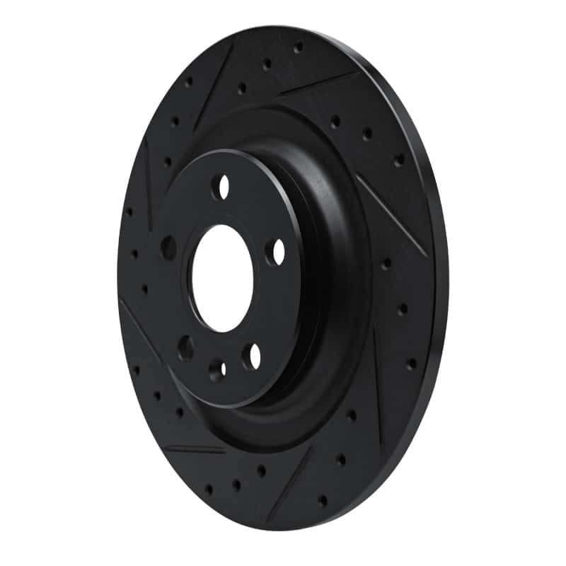R1 Concepts — R1 -25 Volvo XC40 Rear Left Drilled & Slotted Black Brake Rotor
R1 Brake Rotor Drill - view 2