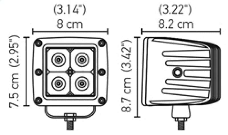 Hella — Hella HVF Cube 4 LED Off Road Kit - 3.1in 12W Flood Beam - view 5