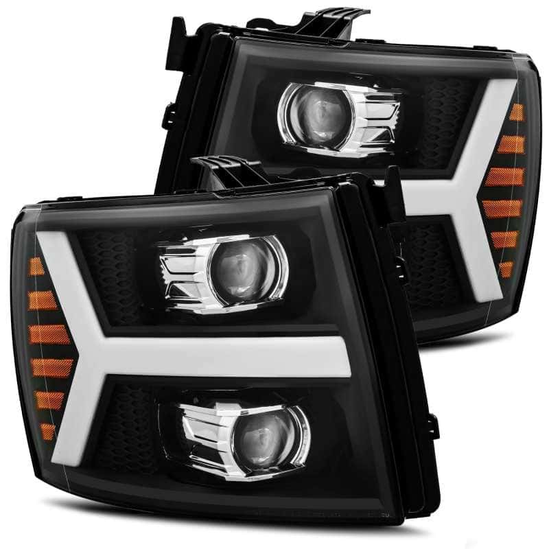 AlphaRex — AlphaRex 07-13 Chevy 1500HD PRO-Series Proj Headlight Plank Style Matte Blk w/Activ Light/Seq Signal
Projector Headlights - view 1