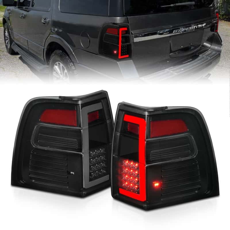 ANZO — ANZO 07-17 Ford Expedition LED Taillights w/ Light Bar Black Housing Smoke Lens - view 1