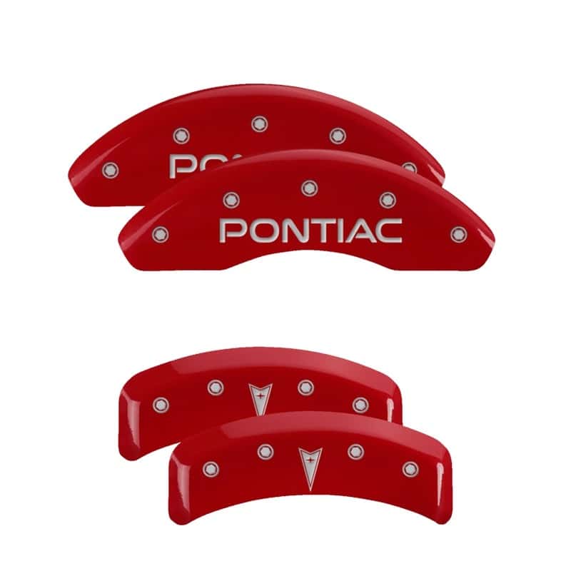 MGP — MGP 4 Caliper Covers Engraved Front Pontiac Engraved Rear Arrow Red finish silver ch
Caliper Covers - view 1