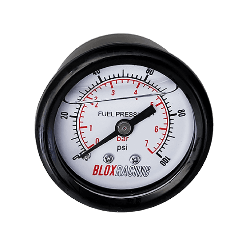 BLOX Racing — BLOX Racing Liquid-Filled Fuel Pressure Gauge 0-100psi (White Face) - view 1