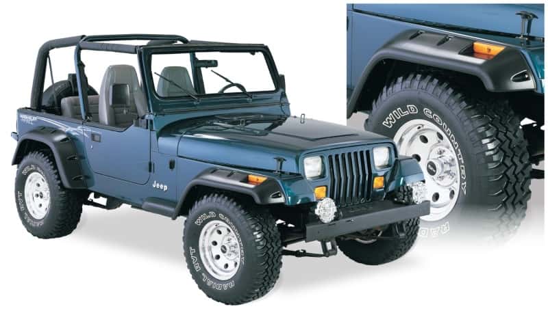 Bushwacker — Bushwacker 87-95 Jeep Wrangler Cutout Style Flares 4pc Cutting Optional Not Renegade - Black
FF Jeep Cutout 4Pc - view 1