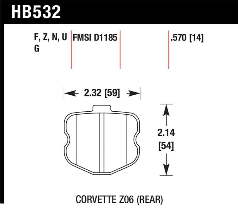 Hawk Performance — Hawk 06-10 Chevy Corvette (OEM Pad Design) Rear Performance Ceramic Sreet Brake Pads
Disc Brake Pad - view 1