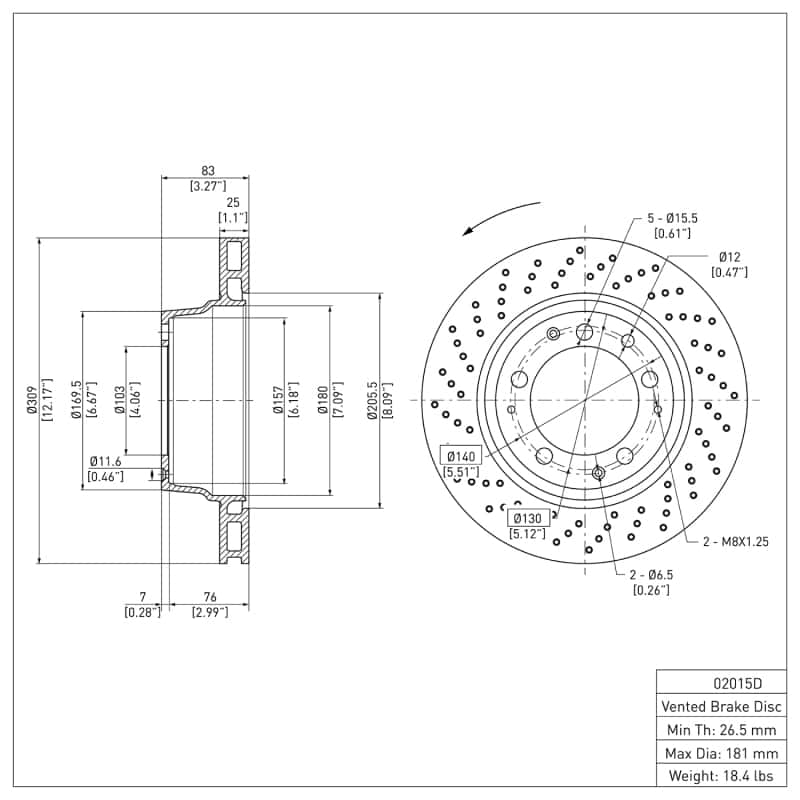 DFC — DFC 78-89 Porsche 930 Left Rear Drilled Brake Rotor
DFC Brake Rotor - view 6