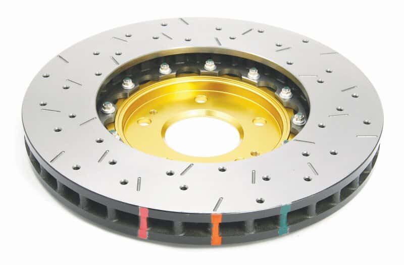 DBA — DBA 03-05 Evo 8/9 Front Drilled & Slotted 5000 Series 2 Piece Rotor Assembled w/ Gold Hat
5000 Series Rotor,GD
Brake Rotor - view 3