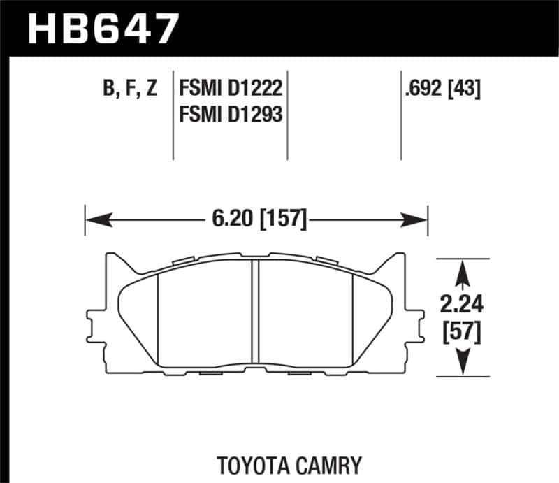 Hawk Performance — Hawk 10 Lexus ES350 / 07-11 Toyota Camry SE/XLE HPS Street Front Brake Pads
Disc Brake Pad - view 2