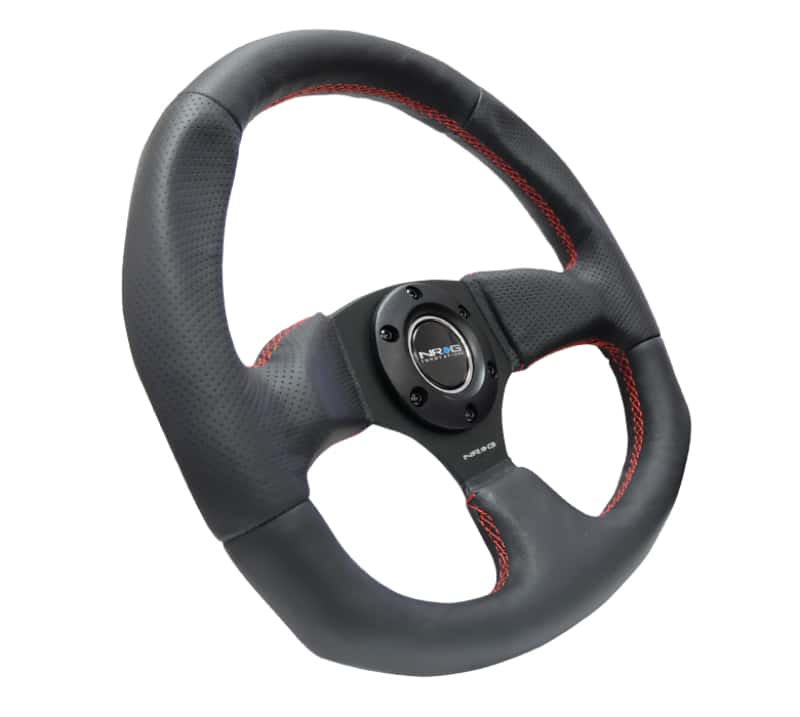 NRG — NRG Reinforced Steering Wheel (320mm Horizontal / 330mm Vertical) Leather w/Red Stitching - view 2