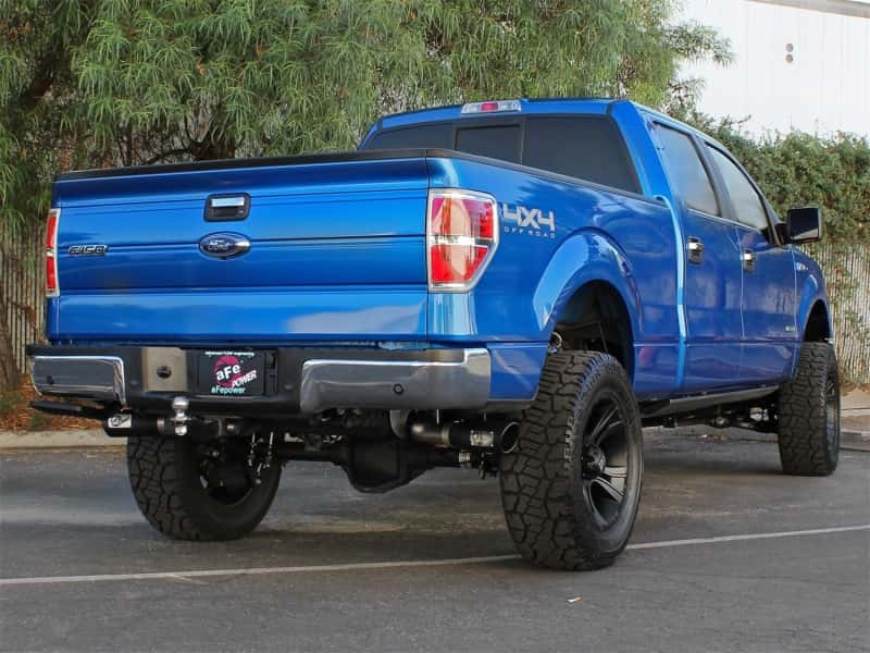 aFe — aFe MACHForce XP Exhaust 3in SS Dual Side Exit CB w/ Black Tips 11-14 Ford F150 EcoBoost V6-3.5L TT
Cat-Back Exhaust - view 6
