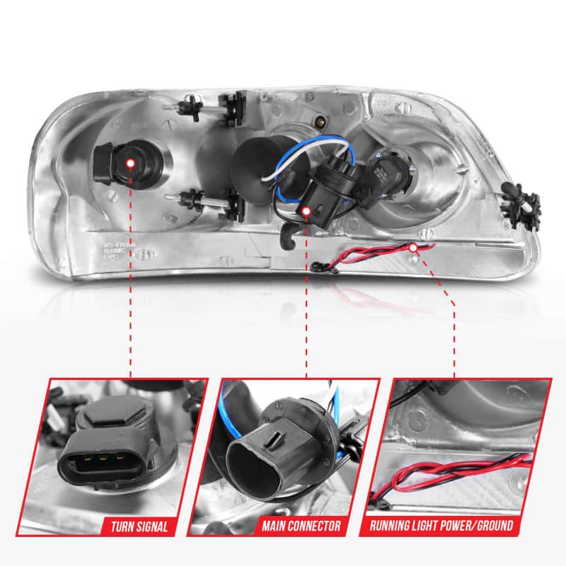 ANZO — ANZO 1997-2003 Ford F-150 Projector Headlights w/ Light Bar Chrome Housing
Head Light Set
HdLtSet - view 11
