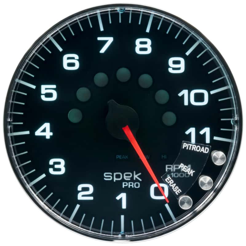 AutoMeter — Autometer Spek-Pro Gauge Tachometer 5in 11K Rpm W/Shift Light & Peak Mem Black/Chrome
GA 5" 11KRPM BFC SPK - view 2